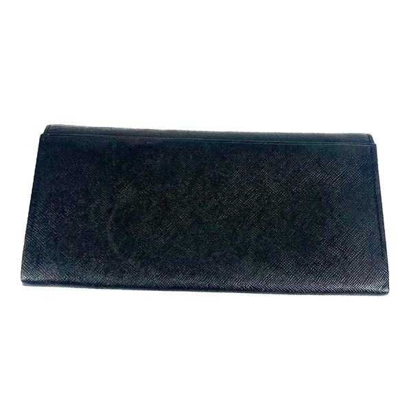 Givenchy Long Wallet Leather Bifold Clutch Mens Womens Black Gold Authentic Vtg - Picture 7 of 12